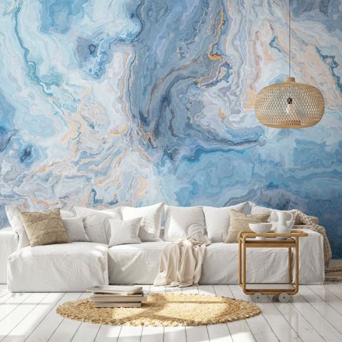 Turquoise Wave Pattern Wallpaper Mural