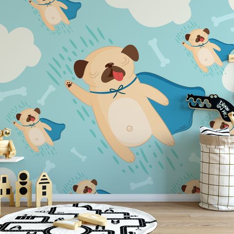 Cartoon Pet Dog Pattern Wallpaper Mural