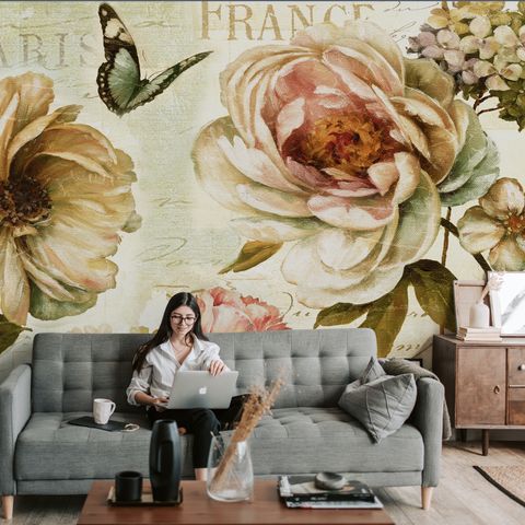 Vintage Hydrangea Wallpaper Mural