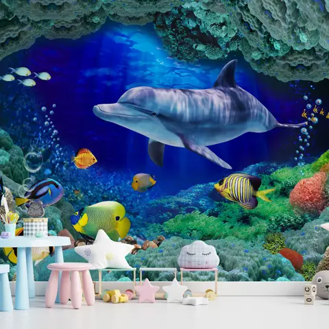 Undersea with Colorful Fish Wallpaper Mural