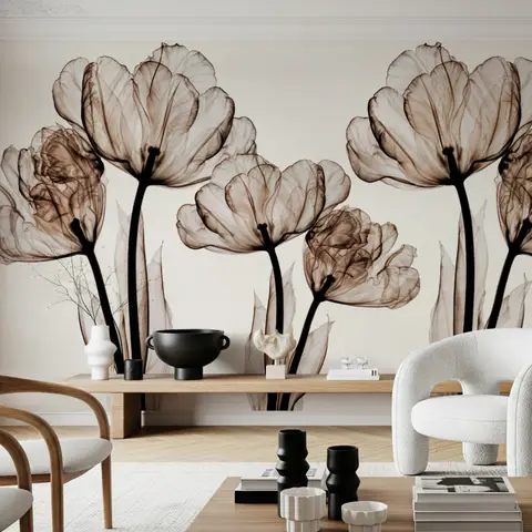 Papier peint panoramique floral transparent