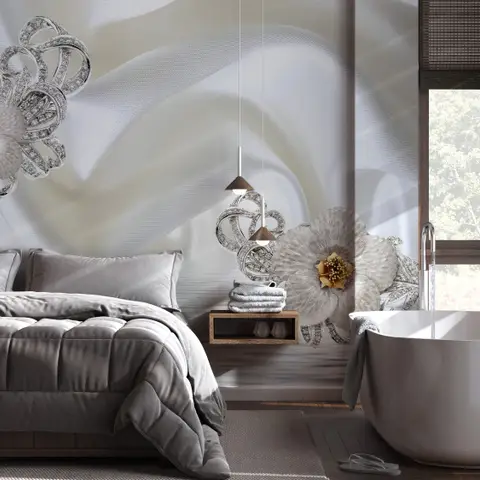 White Lily Floral Wallpaper Mural