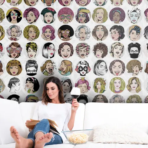 Woman Face Pop Art Wallpaper Mural