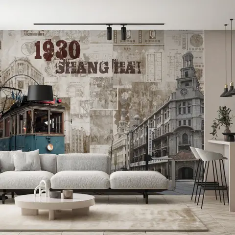 Vintage Shanghai City Wallpaper Mural