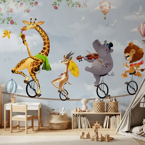 Papier peint panoramique de la Slackline avec des animaux