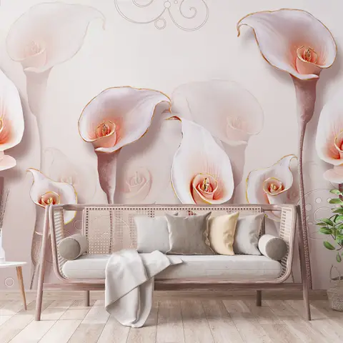 Elegant Calla Lily 3D Floral Wallpaper Mural