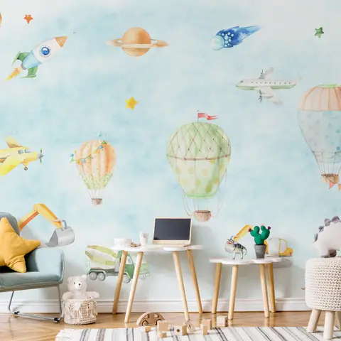 Kids Hot Air Balloons Wallpaper Mural
