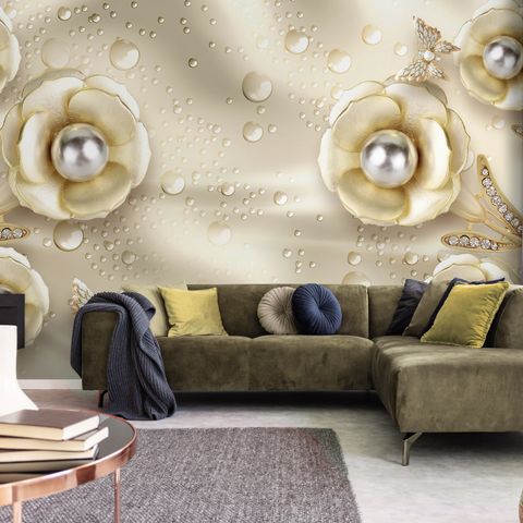 Pearl Anemone Floral Wallpaper Mural