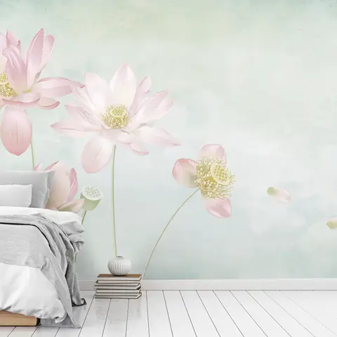 Light Pink Lotus Flower Wallpaper Mural