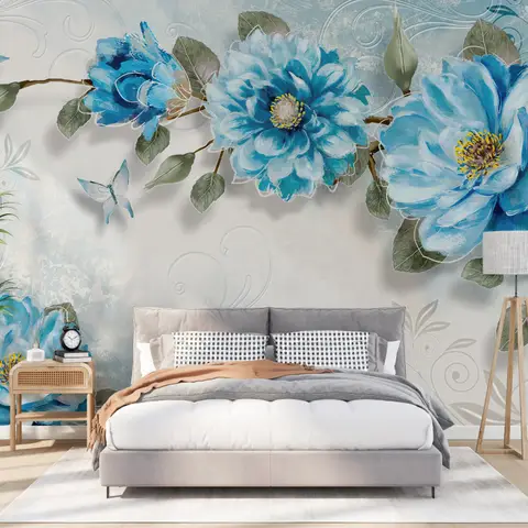Watercolor Bohemian Floral Wallpaper Mural