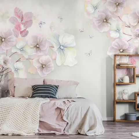 Watercolor Soft Flower Wallpaper Mural