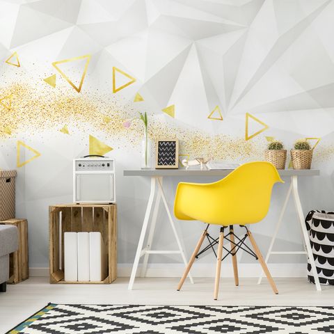 Geometric Yellow Trigon Pattern Wallpaper Mural