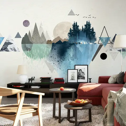 Forest Geometric Pattern Wallpaper Mural