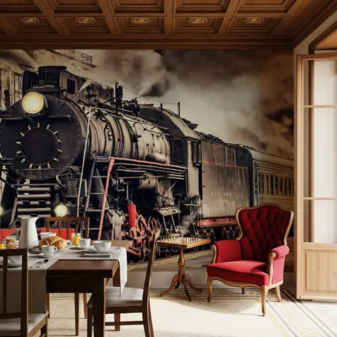 Vintage Train Wagon Railway Wallpaper Mural