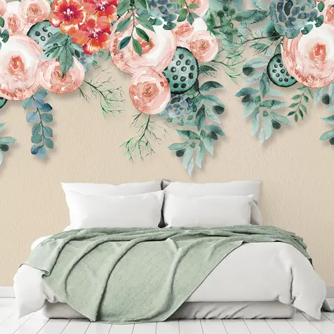Watercolor Floral Wallpaper Mural