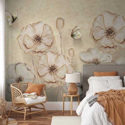 Monochrome Poppy Flower Wallpaper Mural