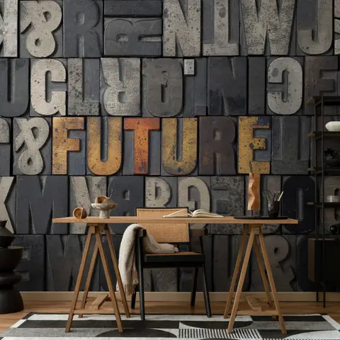 Future Typography Wallpaper Mural