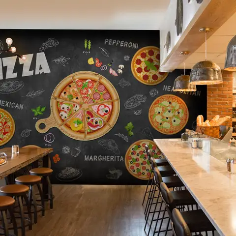 3D Look Italiano Pizza Wallpaper Mural