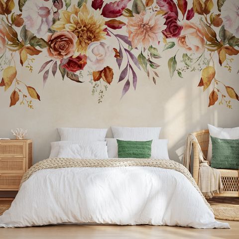 Vintage Pink Floral Wallpaper Mural