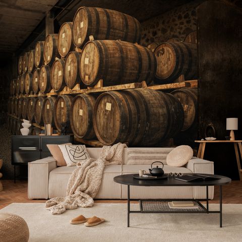 Vintage Wine Barrels Wallpaper Mural