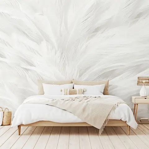 Monochrome Feather Pattern Wallpaper Mural