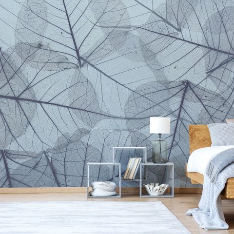 Monochrome Leaf Pattern Wallpaper Mural