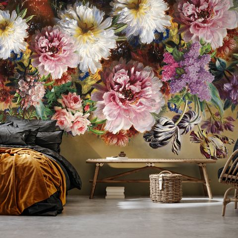 Retro Colorful Flowers Wallpaper Mural