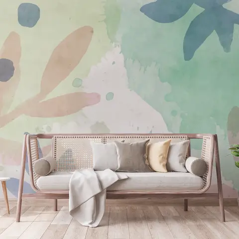 Watercolor Abstract Flowers Wallpaper Mural