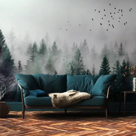 Dark Forest Misty Landscape Wallpaper Mural