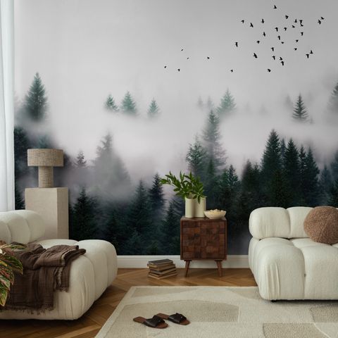 Dark Forest Misty Landscape Wallpaper Mural