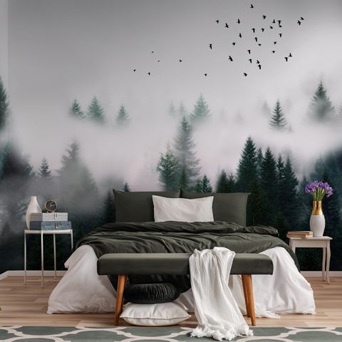 Dark Forest Misty Landscape Wallpaper Mural