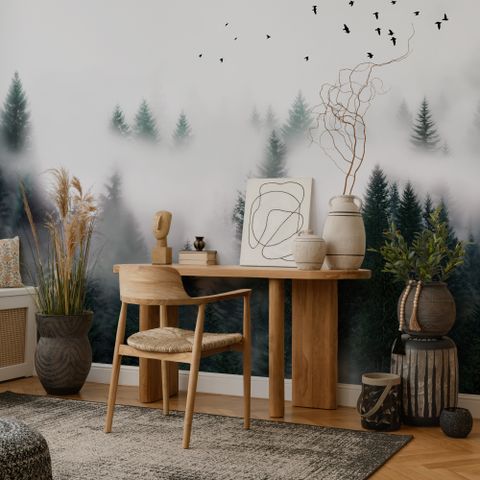 Dark Forest Misty Landscape Wallpaper Mural