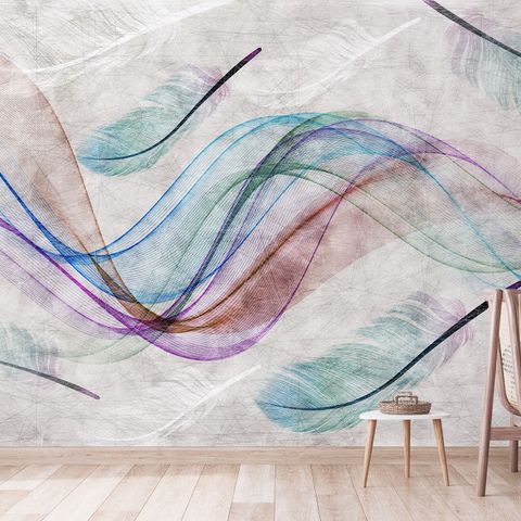 Colorful Abstract Feather Wallpaper Mural