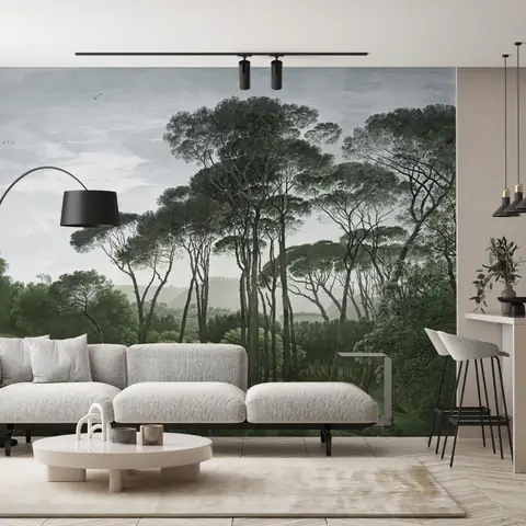 Tropical Forest and Horned Deer Wallpaper Mural