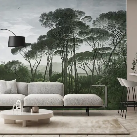 Papier peint forêt tropicale et cerfs à cornes