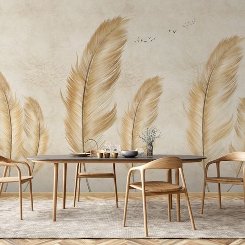 Brown Feather Wallpaper Mural