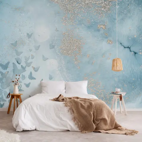 Abstract and Blue Butterfly Wallpaper Mural