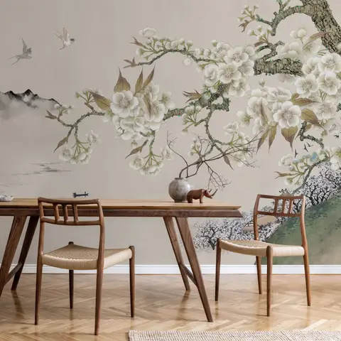 Retro Plum Blossom Wallpaper Mural
