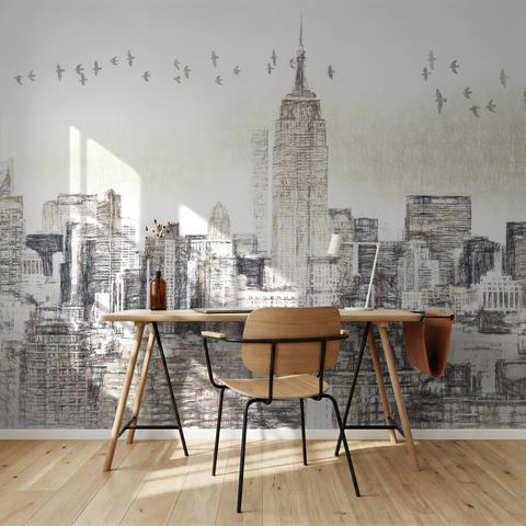 Papier peint panoramique monochrome anthracite de la ville de New York