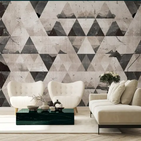 Geometric Dark Trigon Pattern Wallpaper Mural