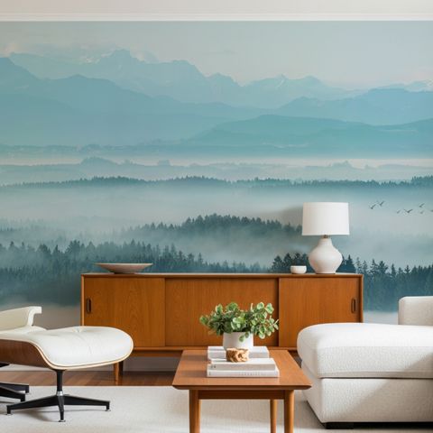 Fototapete Nebeliger Waldlandschaft