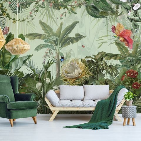 Tropical Jungle Plants Wallpaper Mural