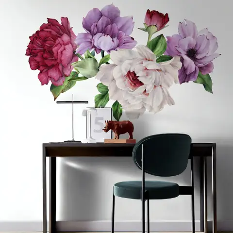 Peony Floral Colorful Bouquet Wall Decal Sticker