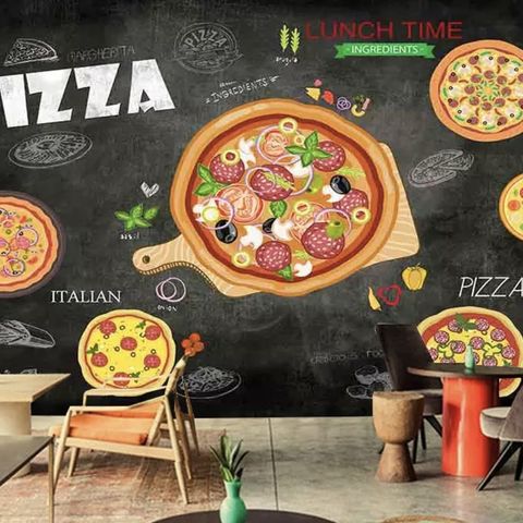 3D Look Italiano Pizza Wallpaper Mural