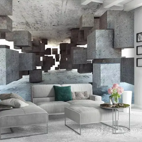 3D Look Abstract Geometric Corridor Wallpaper Mural