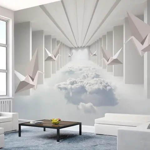 Abstract Corridor with Paper Plane Wallpaper Mural