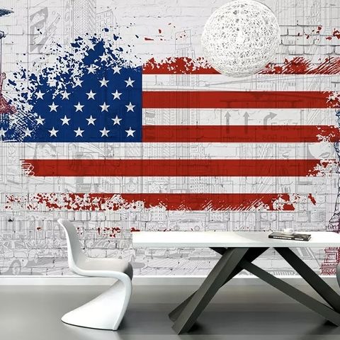 America Flag with Statue of Liberty Wallpaper Mural