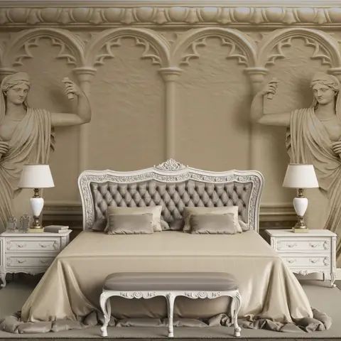 3D Embossed Look Byzantine Sculptures Wallpaper Mural