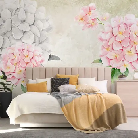 Hydrangea Floral Art Wallpaper Mural