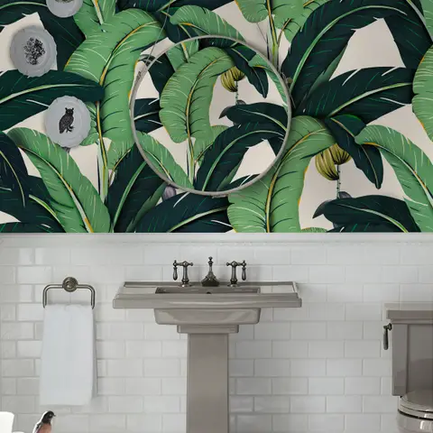 Banana Leaf Peel  Stick Wallpaper  Pottery Barn